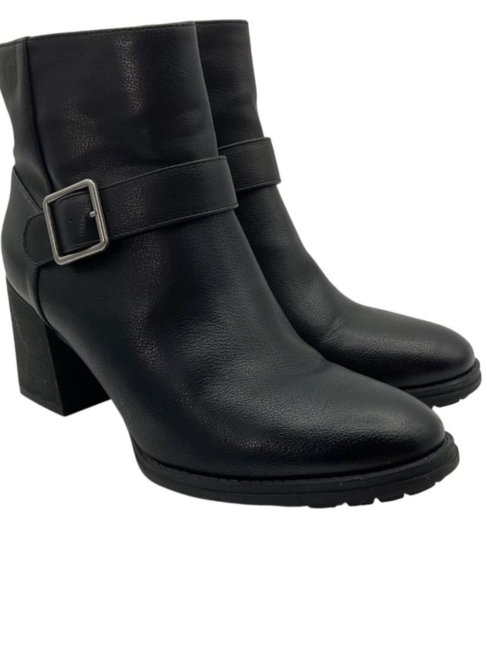 Soul Naturalizer 8.5 Flyer Black Ankle Boots Buckle Zipper Closure Block Heel